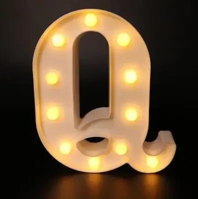 Storazone Q / 22cm Decorative Letters Alphabet Letter LED Lights Luminous Number Lamp Decoration Battery Night Light Party Baby Bedroom Decoration.