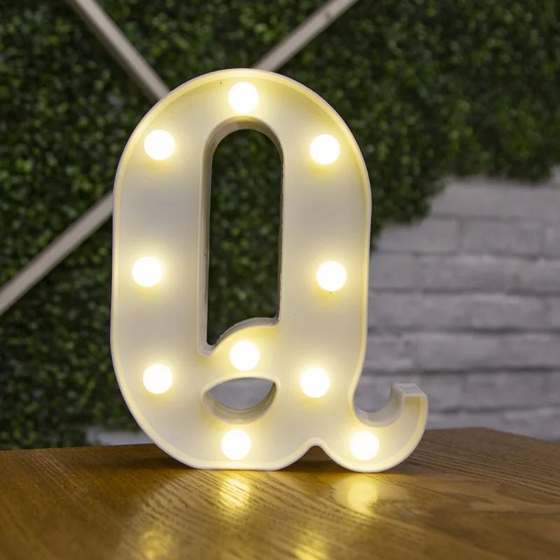 Storazone Q / 22cm Luxury Alphabet Letter LED Lights Luminous Number Lamp  Battery Night Light for Home Wedding Birthday Christmas Party Decoration