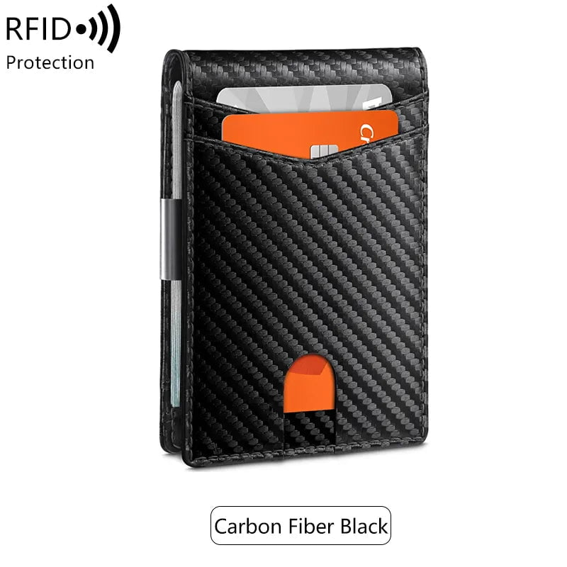 Storazone QB337-carbonblack Minimalist men's RFID blocking multi-functional ultra-thin 12-card wallet, front pocket bi-fold solid color portable card holder