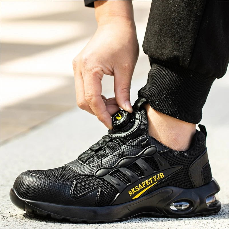 Storazone Quality Safety Shoes Men Rotary Buckle Work Shoes Air Cushion Indestructible Sneakers Puncture-Proof security Boots Protective