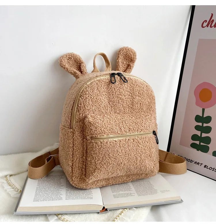 Storazone Rabbit / Custom Your Text Customized Embroidery Bear Backpack Embroidered Portable Children Travel Shopping Rucksack Women's Cute Bear Shoulder Backpack