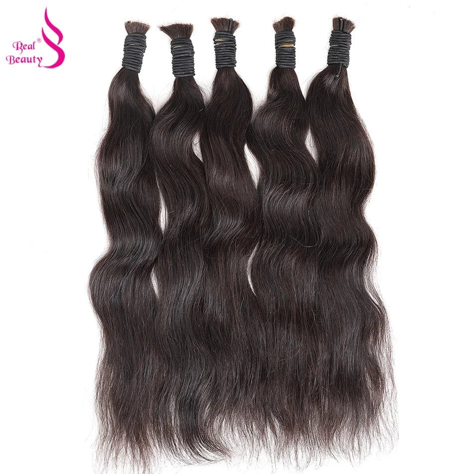 Storazone Real Beauty Remy Human Hair Brazilian Straight Bulk Hair For Braiding  Natural Color No Weft Crochet Braids