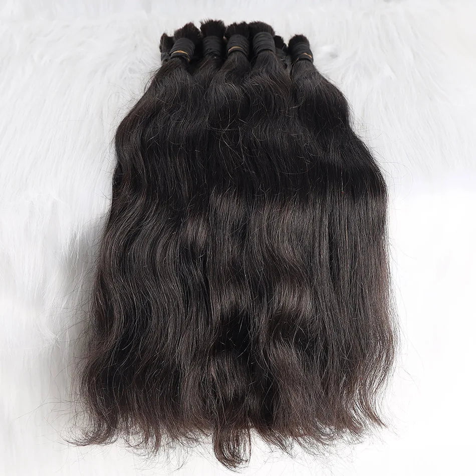 Storazone Real Beauty Remy Human Hair Brazilian Straight Bulk Hair For Braiding  Natural Color No Weft Crochet Braids