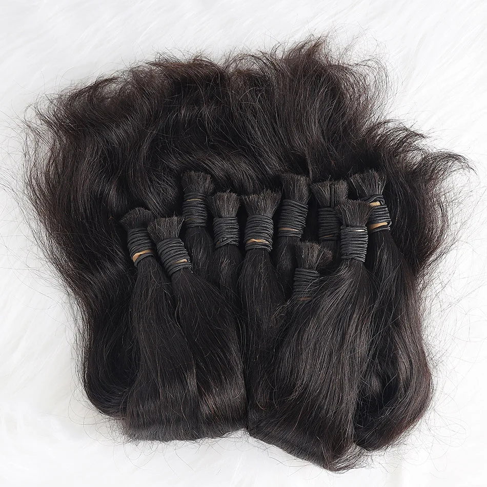 Storazone Real Beauty Remy Human Hair Brazilian Straight Bulk Hair For Braiding  Natural Color No Weft Crochet Braids