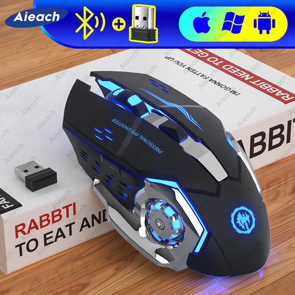 Storazone Rechargeable Wireless Mouse Gaming Computer Silent Bluetooth Mouse USB Mechanical E-Sports Backlight PC Gamer Mouse For Computer