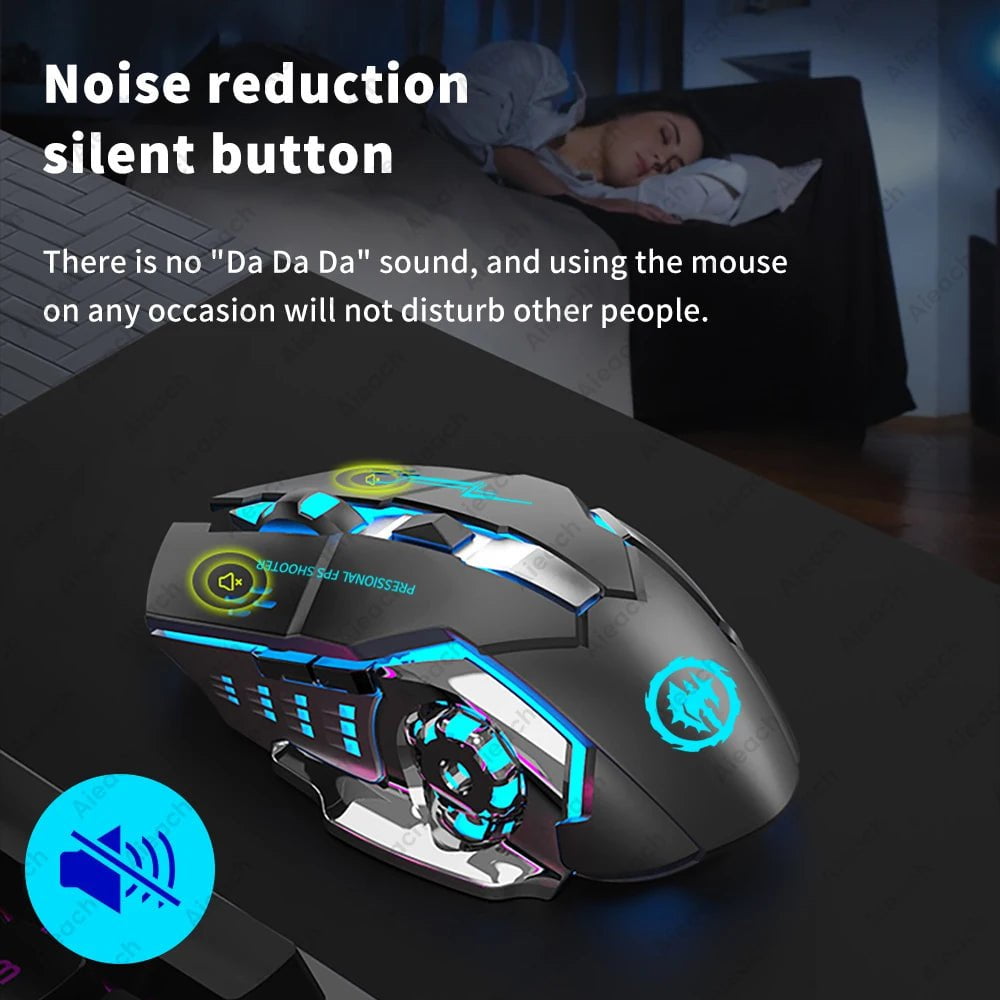 Storazone Rechargeable Wireless Mouse Gaming Computer Silent Bluetooth Mouse USB Mechanical E-Sports Backlight PC Gamer Mouse For Computer