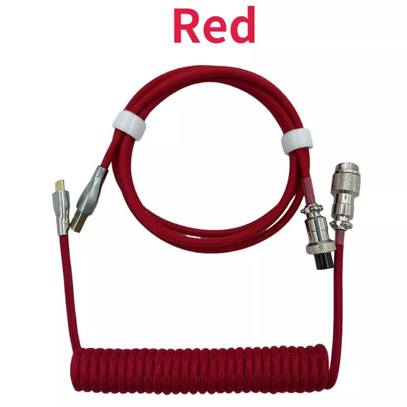 Storazone Red / 1.8M Coiled cable type C Mechanical keyboard wire USB keyboard cable  mechanical keyboard Aviator Desktop Computer Aviation Connector