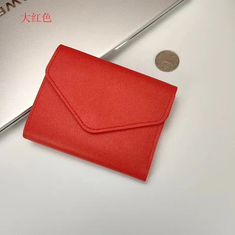 Storazone Red 1 Short Wallet Women Purse Multi-card Multifunction Card Holder Coin Purse Fashion Simple Three Fold Short Clip Female Mini Wallet
