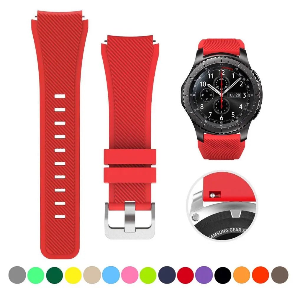 Storazone red 12 / 22mm / CHINA 20mm 22mm Strap For Samsung galaxy watch4 44mm/40mm 5 pro active 2 Gear s3 Silicone Correa bracelet Huawei Watch gt2/3/2e band