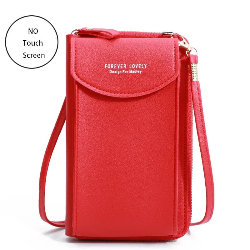 Storazone Red 2 / 11x4x18CM / CN Buylor Women's Handbag Touch Screen Cell Phone Purse Shoulder Bag Female Cheap Small Wallet Soft Leather Crossbody сумка женская