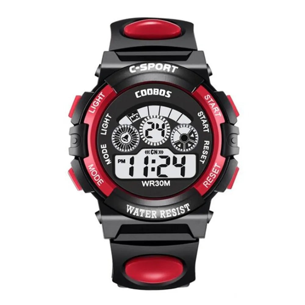 Storazone Red 2 Kids Electronic Watches Color Luminous Dial Life Waterproof Multi Function Luminous Aalarm Clocks Watch For Boys And Girls