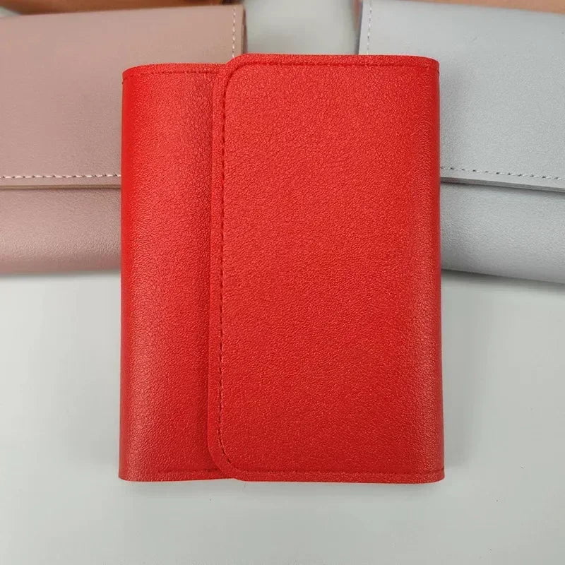 Storazone Red 2 Short Wallet Women Purse Multi-card Multifunction Card Holder Coin Purse Fashion Simple Three Fold Short Clip Female Mini Wallet