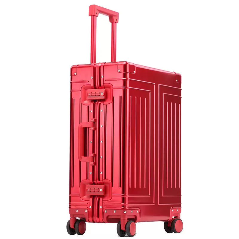 Storazone red / 20" Carrylove 20"24"26"29" Inch Aluminum Trolley Suitcase Waterproof Metallic Cabin Luggage Trolly Bag With Wheels