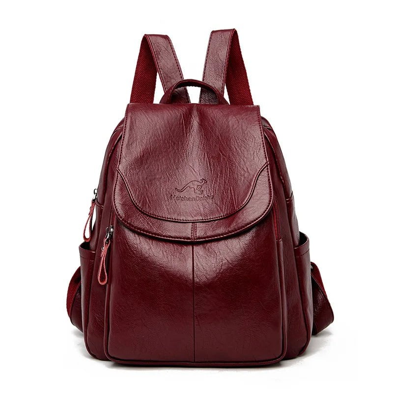 Storazone Red 2023 Luxury Brand Women Backpack High Quality Leather Backpacks Travel Backpack Fashion School Bags for Girls mochila feminina