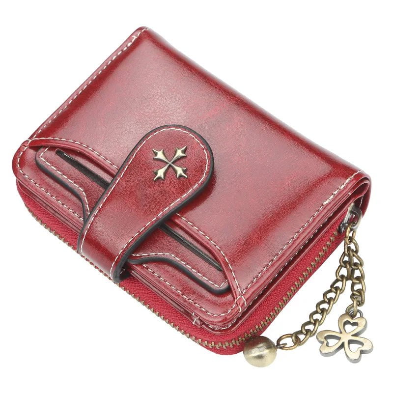 Storazone Red 2023 New Women Wallets Fashion Short PU Leather Top Quality Card Holder Female Zipper Purse