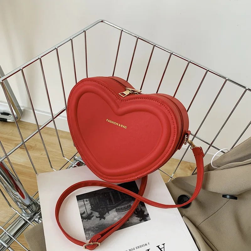 Storazone Red / 20x15x7cm Hot Sale Heart Shape Crossbody Bags For Women Solid Pu Leather Shoulder Bags Fashion Handbags