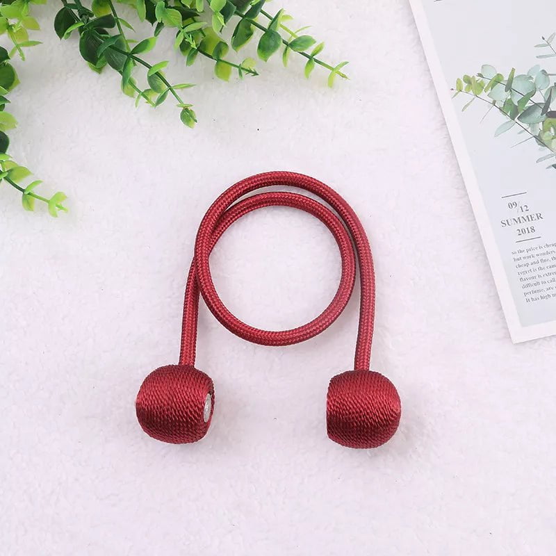 Storazone Red / 2pcs Magnetic Ball Curtain Tiebacks Tie Rope Accessory Rods Accessoires Backs Holdbacks Buckle Clips Hook Holder Home Decor