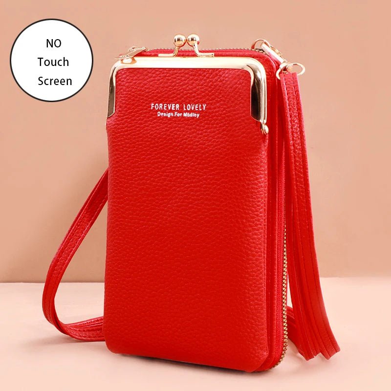 Storazone Red 3 / 11x4x18CM / CN Buylor Women's Handbag Touch Screen Cell Phone Purse Shoulder Bag Female Cheap Small Wallet Soft Leather Crossbody сумка женская