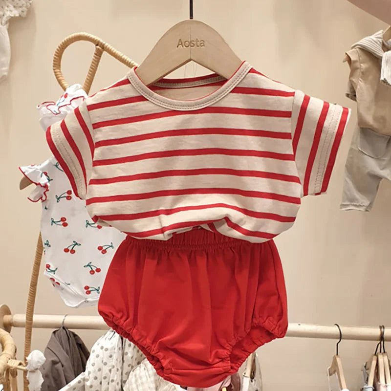 Storazone Red / 3-6M MILANCEL baby clothing set toddler boys clothes striped tee and pants 2 pcs