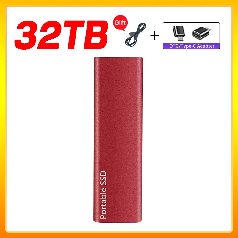 Storazone Red  32TB Original Portable External Hard Drive1TB 2TB Mobile Solid State Drive USB 3.1  External  hard disk ssd for Notebook Laptop Mac