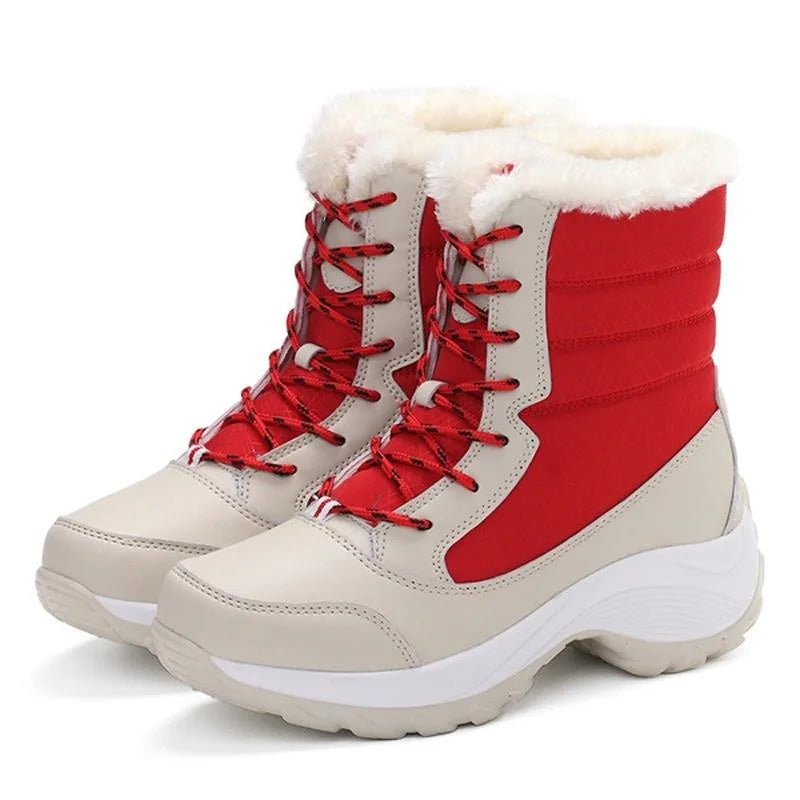 Storazone Red / 35 Winter Shoes Waterproof Boots Women Snow Boots Plush Warm Ankle Boots For Women Female Winter Shoes Booties Botas Mujer