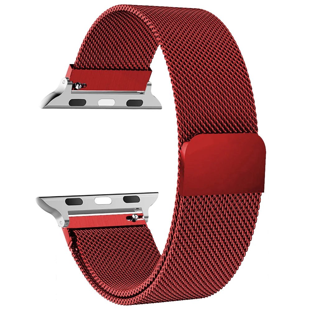 Storazone Red / 38mm 40mm 41mm milanese Loop Band for apple watch Strap Ultra 49mm 45mm 44mm 41mm 40mm Metal Wristband bracelet iwatch series 3 4 5 6 7 8 9 SE