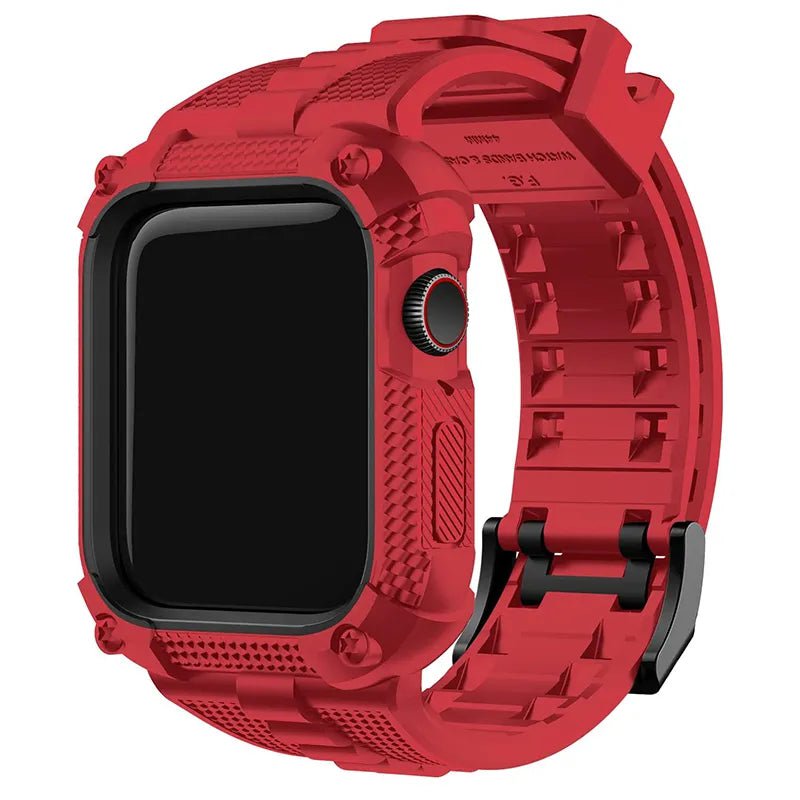 Storazone Red / 40mm Silicone for Apple Watch Band+Case 40/41/44/45/49mm Rugged Strap for Apple Watch Ultra 2 Series 9 8 7 with Screen Protector Case