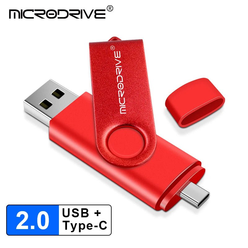 Storazone red / 4GB Multifunctional OTG 2 IN 1 type-c USB Flash Drive pendrive 128GB cle usb флэш-накопител stick 32/64 GB Pen Drive for phone