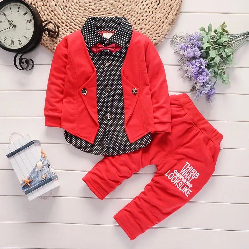 Storazone red / 4T Toddler boys Clothes Outfits cotton Clothing set 2pcs gentleman Wear Little child For 1 2 3 4 Years size infant suit outerwear