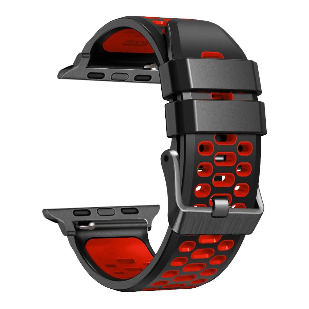 Storazone red and black / Ultra 49mm NEW Silicone strap For Apple Watch Ultra 49mm Band  SE 8 7 45mm 41mm Watch Bracelet For iwatch Series 6 5 4 3 44mm 42mm40mm Band