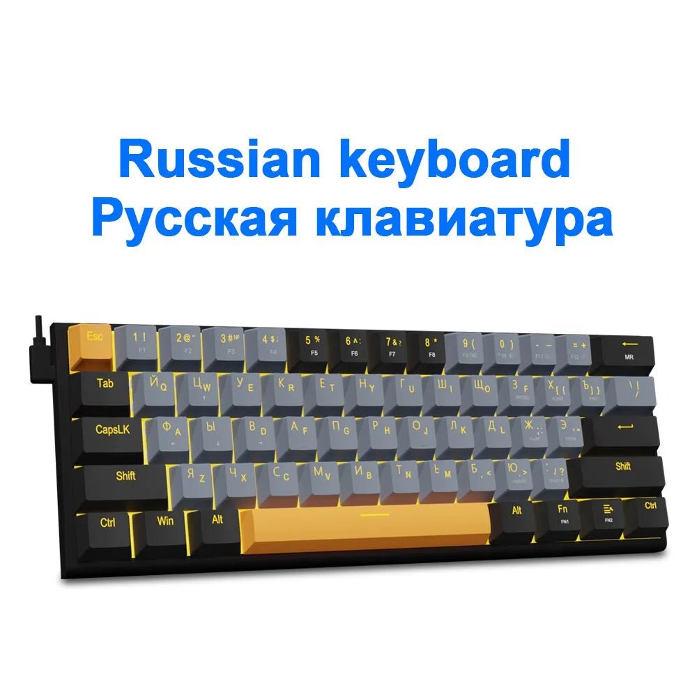 Storazone Red axis / Z11-GB-RU E-YOOSO Z11 USB Mechanical Gaming Wired Keyboard Red Switch 61 Keys Gamer Russian Brazilian Portuguese for Computer PC Laptop