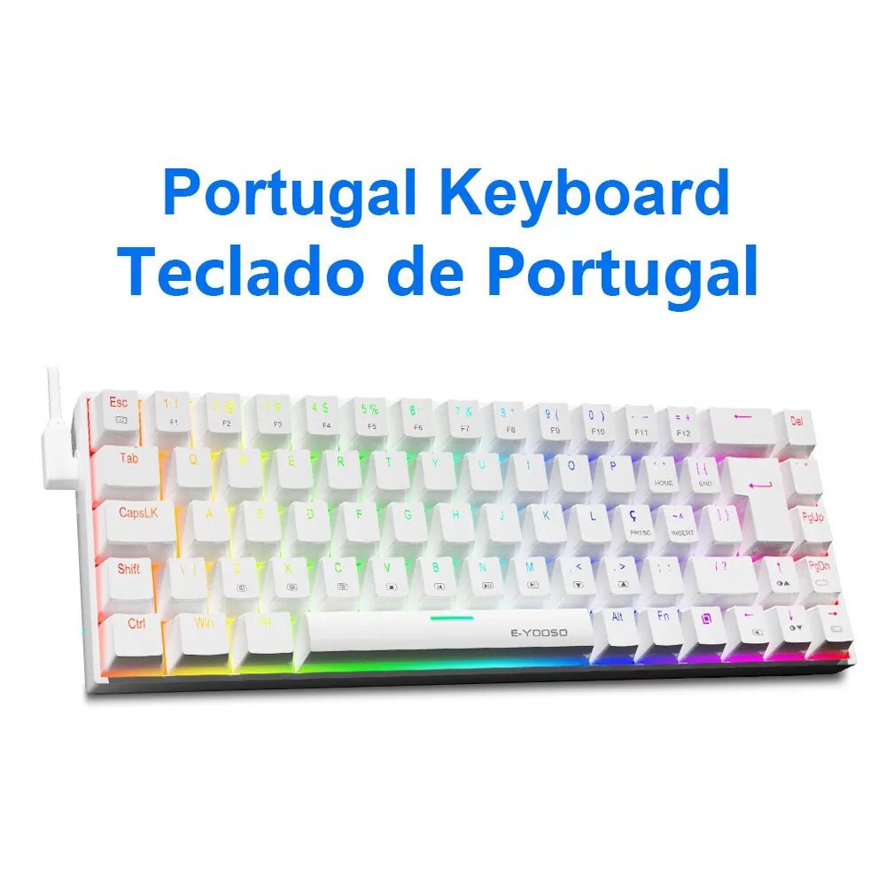 Storazone Red axis / Z686RGB-White-PT E-YOOSO Z686 RGB USB 60% Mini Slim Mechanical Gaming Wired Keyboard Red Switch 68 Keys Russian Brazilian Portuguese for Compute