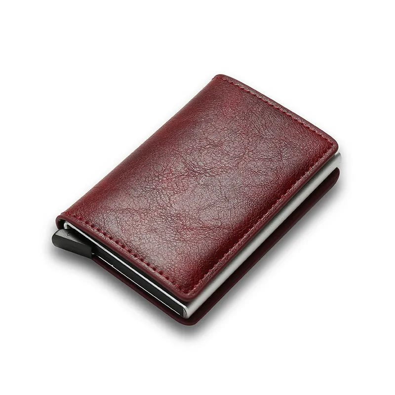 Storazone Red B Carbon Fiber Card Holder Wallets Men RFID Black Magic Trifold Leather Slim Mini Wallet Small Money Bag Male Purses Wallet Women