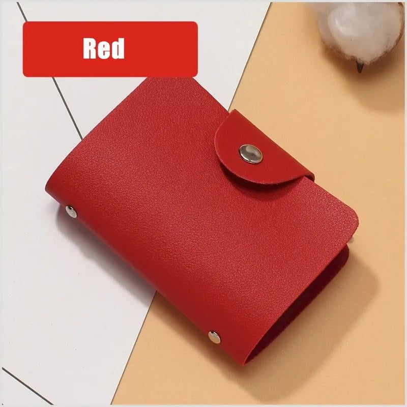 Storazone red bag New Leather Function 24 Bits Card Case Business Card Holder Men Women Credit Passport Card Bag ID Passport Card Wallet 8 Colors