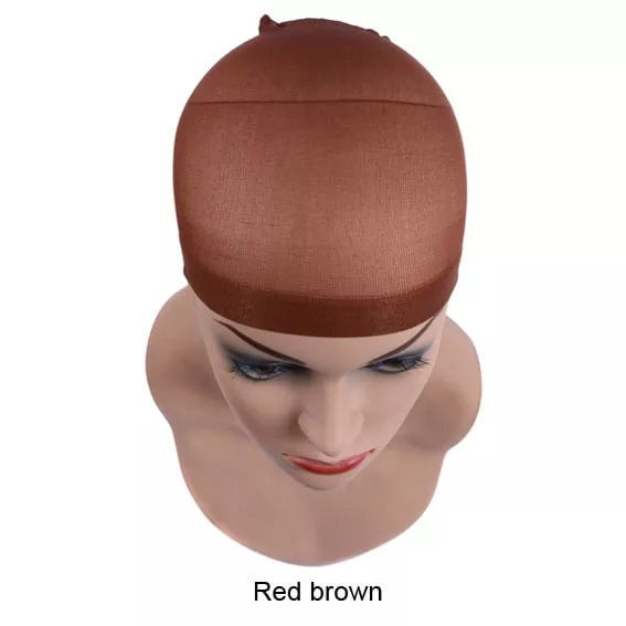 Storazone red brown 2 pcs/ Pack Wig Caps Hair NetS Weave  Hairnets Wig Nets Stretch Mesh Caps Stocking Caps  for Making Wigs Free Size