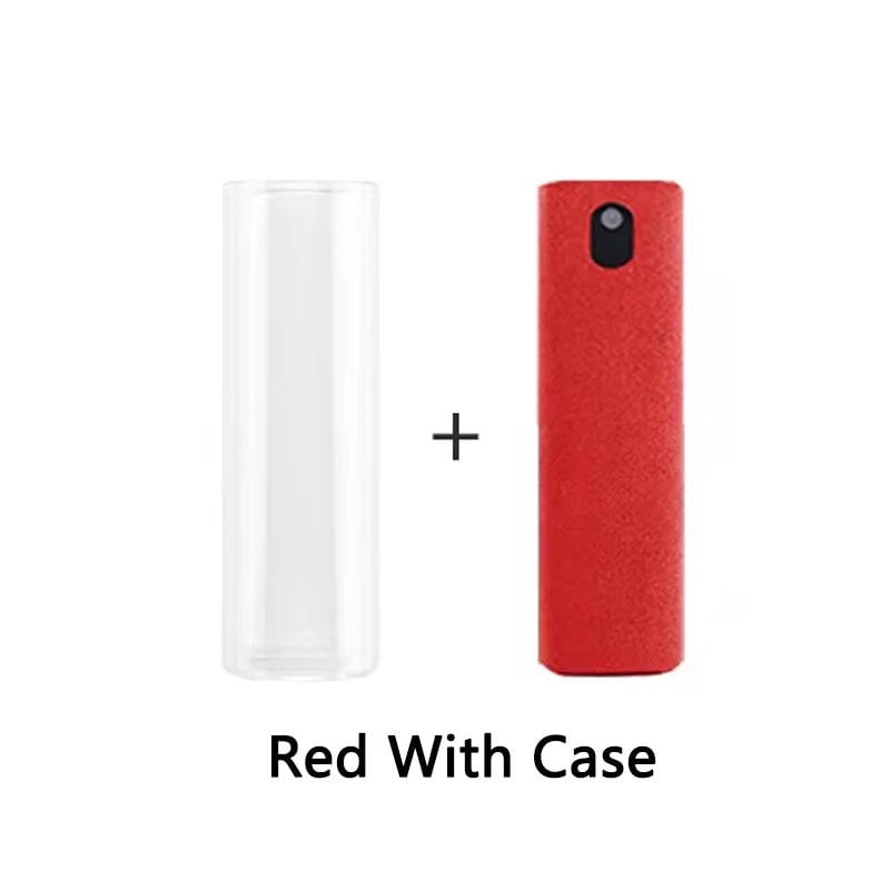 Storazone Red-Case-No Liquid 2 in 1 Screen Cleaner Spray for Mobile Phone PC Tablet Ipad Screen Dust Remover Microfiber Wiper Cloth Polish Cleaning Tools