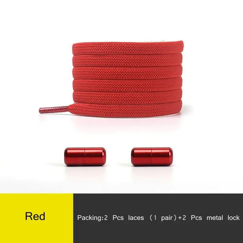 Storazone Red / CHINA 1Pair Multicolor Lock Elastic Sneaker Laces For Kids Adults and Elderly No Tie Shoelaces Quick Elastic Athletic Running Shoelace