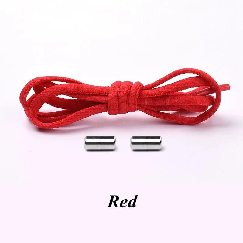 Storazone Red / CHINA Semicircle No Tie Shoelaces Elastic Shoe laces Sneakers shoelace Metal Lock Lazy Laces for Kids and Adult One size fits all shoe