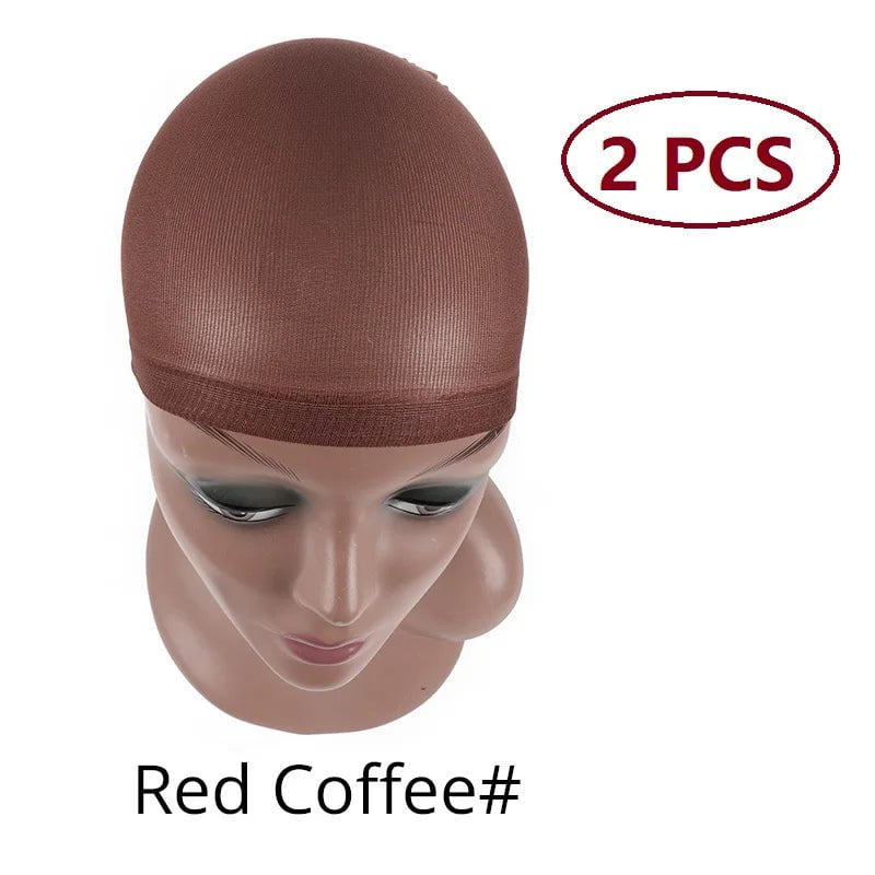Storazone Red coffee 2 pieces Nunify Nude Mesh Net Wig Caps With Closed End For Wigs 2Pcs/Pack Free Size Stocking Cap Red Coffee Black Begie Brown 6 Colors