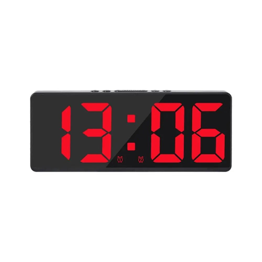 Storazone red Creative Number Clock Color Nightlight Temperature Calendar Alarm Clock LED Large Number Electronic Clock Backlight Home Decor