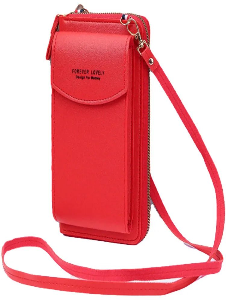 Storazone Red Fashion Single Shoulder Crossbody Cell Phone Bag Mini Versatile Satchel Multi Card Position Card Bag Keycase Female