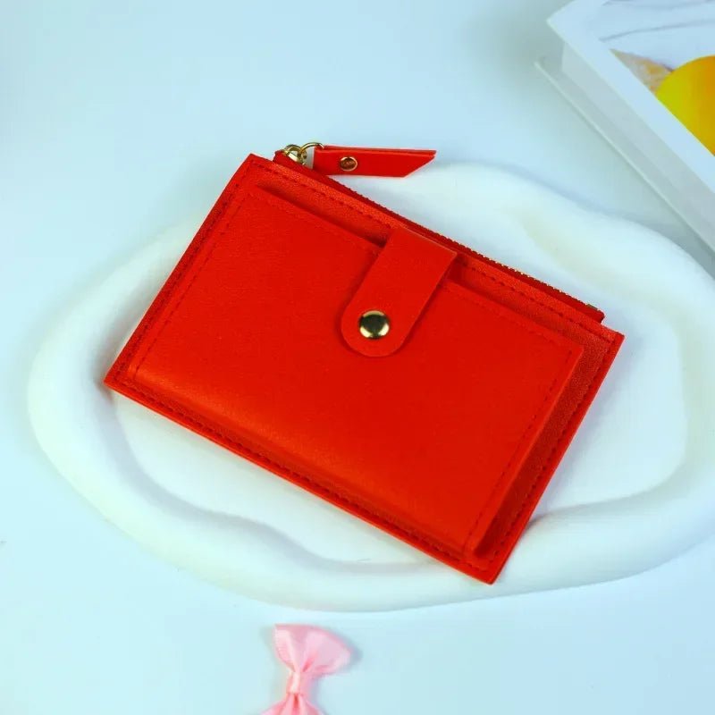 Storazone red Fashion Women Wallets Leather Female Purse Mini Hasp Solid Multi-Cards Holder Coin Short Wallets Slim Small Wallet Zipper Hasp