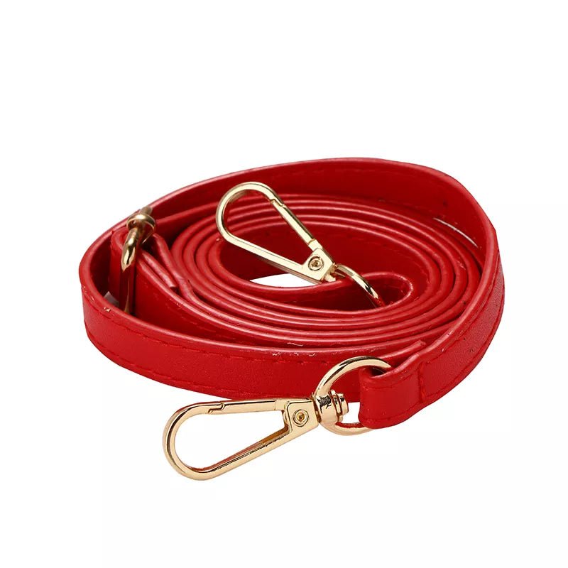 Storazone red gold buckle / 110CM-125CM 125CM Long PU Leather Bag Strap Accessories for handbags 1.2CM Wide Shoulder Bag Strap For crossbody Replacement Strap For Bags