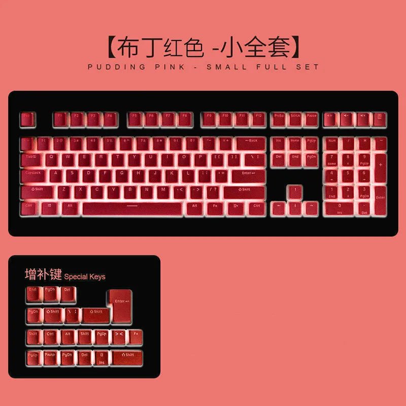 Storazone Red Keycap / Pack by plastic bag 129 Keys Pudding Keycaps OEM Profile PBT Double Shot Keycap For Mx Switch Mechanical Keyboard ISO Layout RGB backlit Key Caps