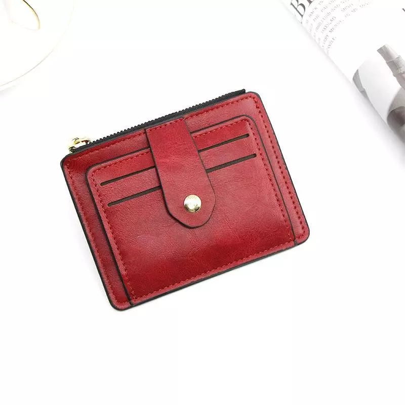 Storazone Red Luxury Small Men's Credit ID Card Holder Wallet Male Slim Leather Wallet with Coin Pocket Brand Designer Purse for Men Women