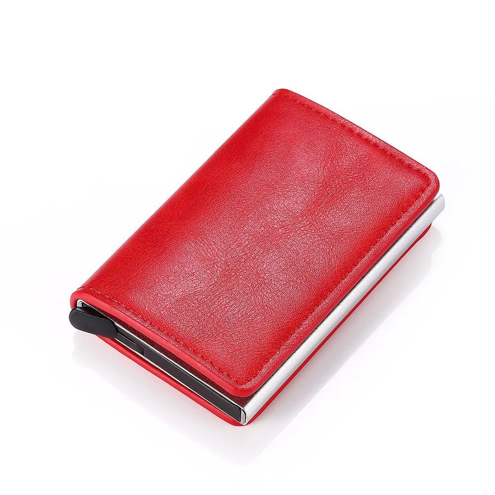 Storazone Red Men's Rfid Anti-theft Safe Smart Thin Slim Smart Wallet Credit Card Holder Women Luxury Brand Design Business Cardholder Purse