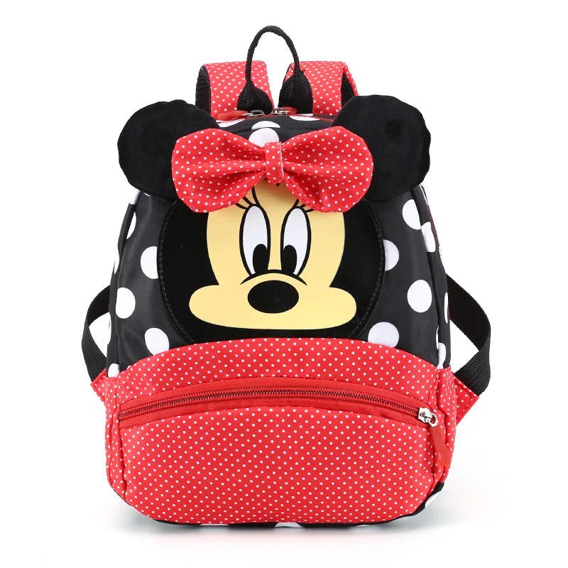 Storazone red minnie Disney Cartoon Backpack For Baby Boys Girls Minnie Mickey Mouse Children Lovely Schoolbag Kindergarten Schoolbag Kids Gift