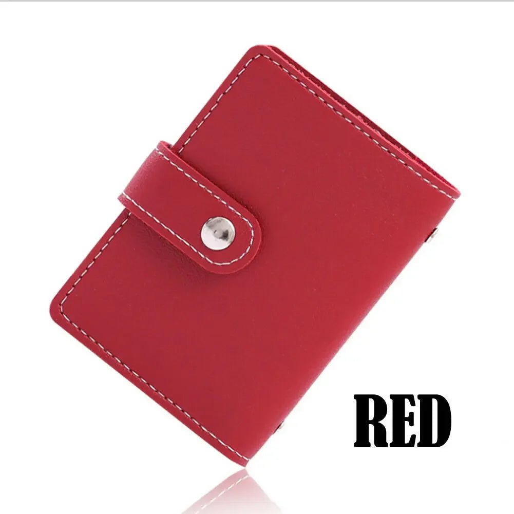 Storazone Red New Anti-theft ID Credit Card Holder Fashion Women's 26 Cards Slim PU Leather Pocket Case Purse Wallet bag  for Women Men Female