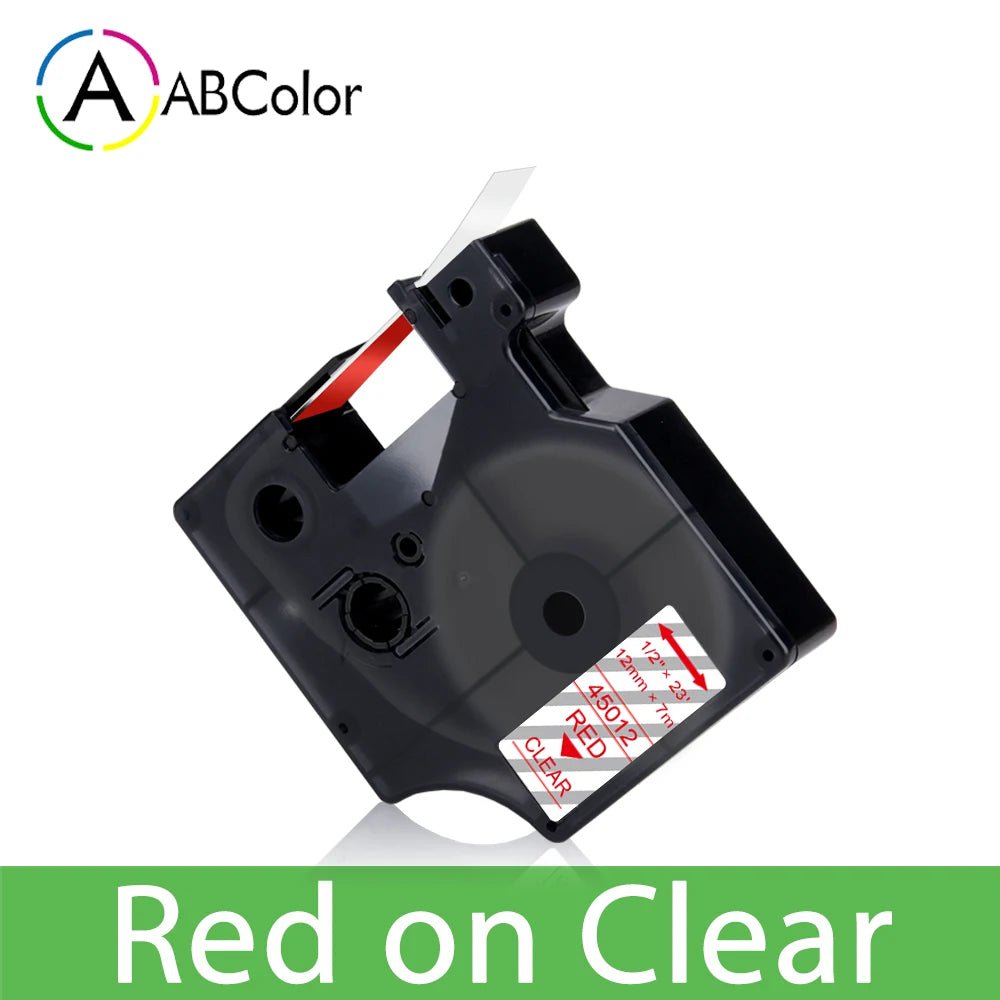 Storazone Red on Clear / 6mm 45013 Label Tape Black on White For Dymo D1 45013 45018 12mm Label Cartridge For Dymo LabelManager 160 280 COLORPOP Label Maker