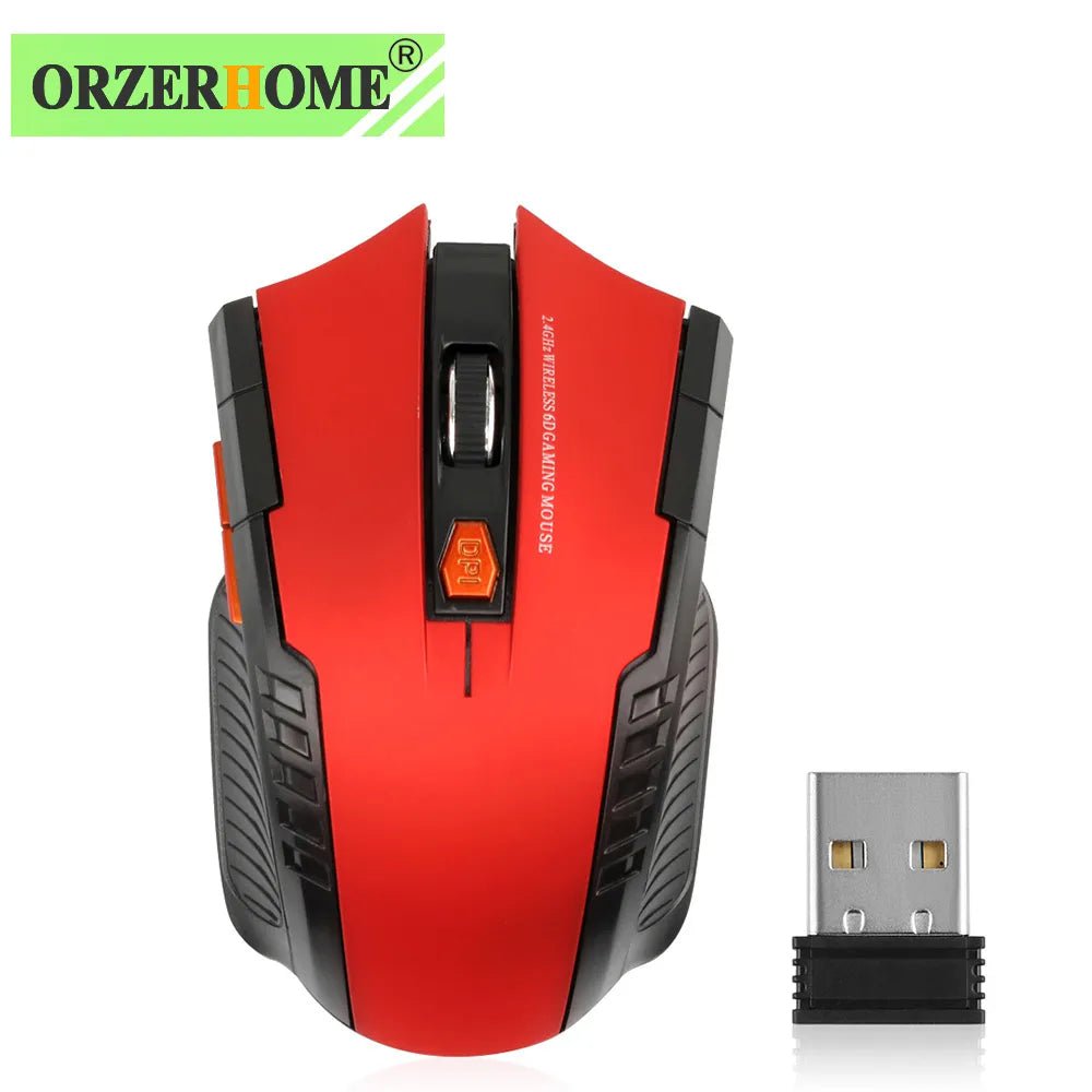 Storazone Red ORZERHOME 2.4GHz Wireless Mouse Optical Mice with USB Receiver Gamer 1600DPI 6 Buttons Mouse For Computer PC Laptop Accessories